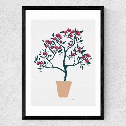 Potted Roses Medium Black Frame
