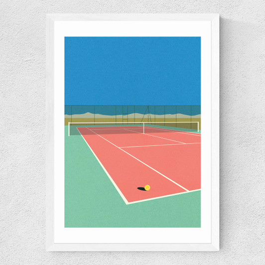 Tennis Court In The Desert Medium White Frame