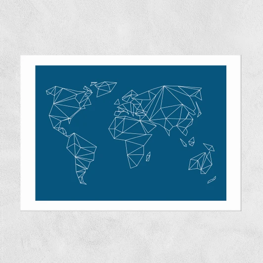 Geometric World Map Unframed Print