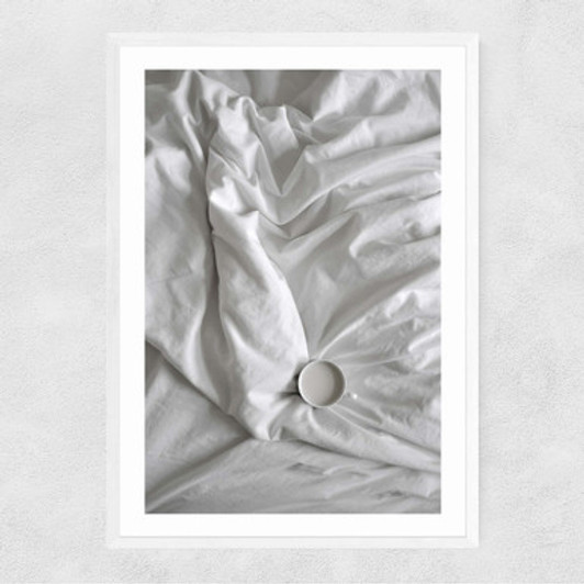 Coffee Time in Bed Narrow White Frame