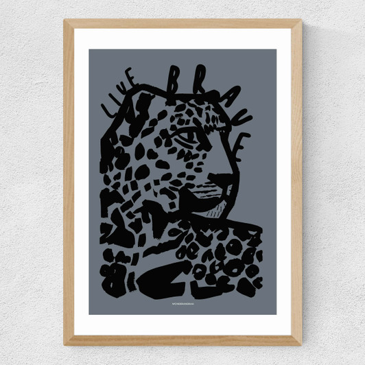 Live Brave Blue Medium Oak Frame