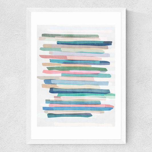 Pastel Stripes Medium White Frame