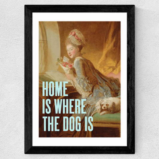 Home Is Where The Dog Is Wide Black Frame