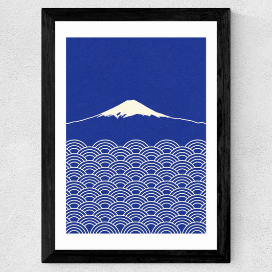 Waves and Fuji San Wide Black Frame