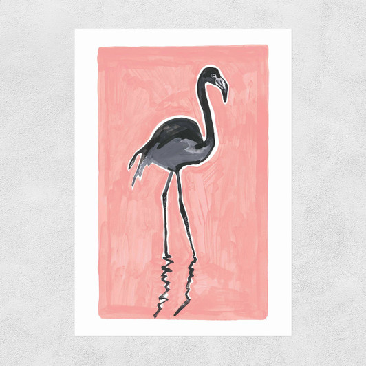 Black Flamingo Unframed Print