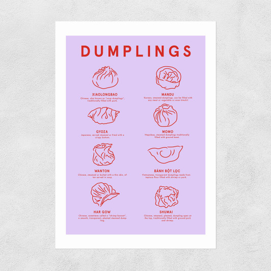 Dumpling Menu (Purple) Unframed Print