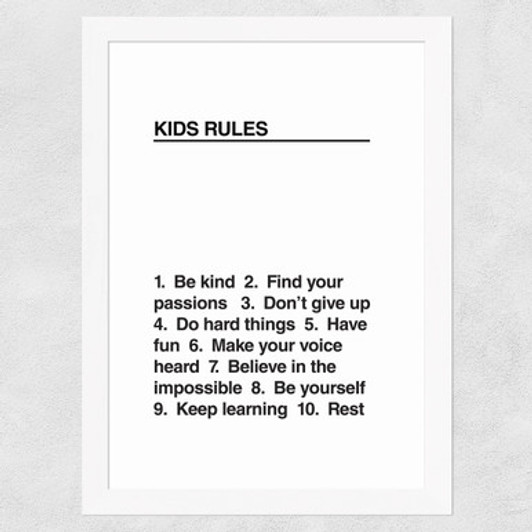 Kids' Rules Wide White Frame