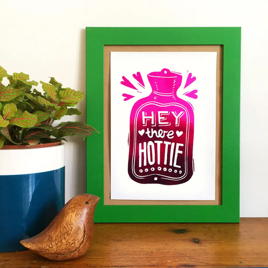 Hey there Hottie Pink Metallic Foil Unframed Print