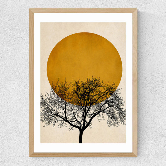 Winter Morning Medium Oak Frame