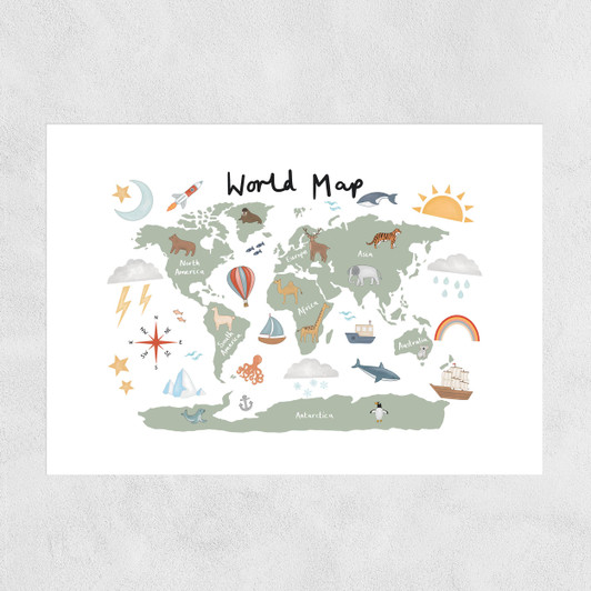 World Map in green