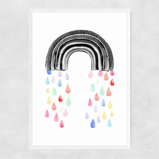 Rainbow Rain Narrow White Frame