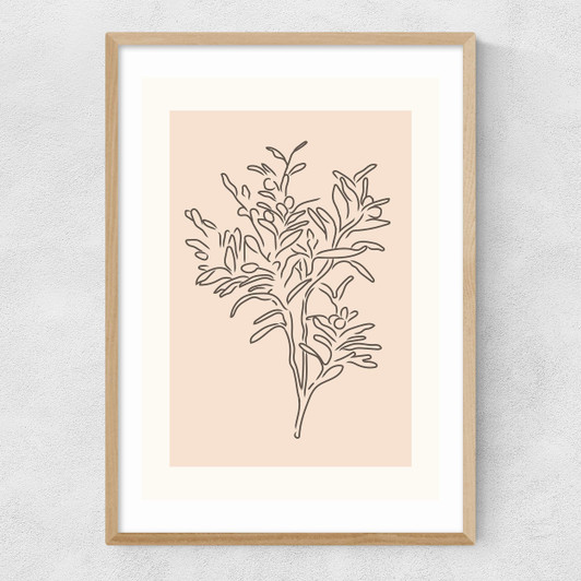 Soft Leaves II Narrow Oak Frame