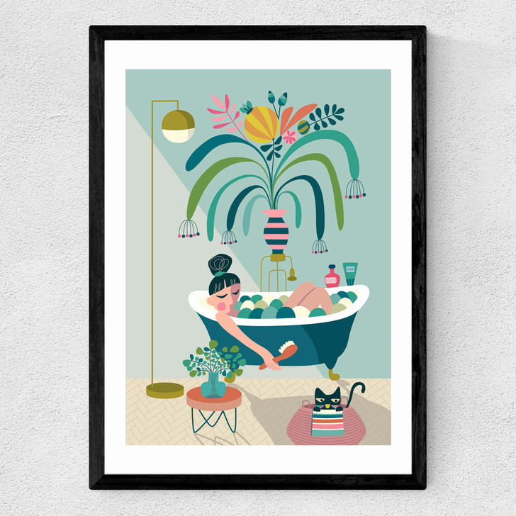Relaxing Bath Medium Black Frame