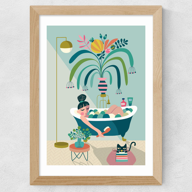 Relaxing Bath Wide Oak Frame