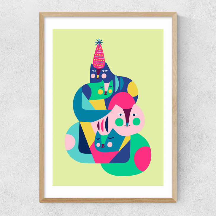 Cozy Cats Narrow Oak Frame Cozy Cats Narrow Oak Frame