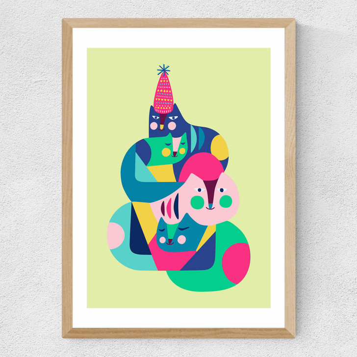 Cozy Cats Medium Oak Frame Cozy Cats Medium Oak Frame