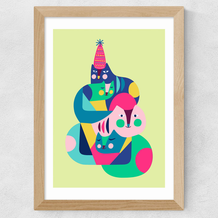 Cozy Cats Wide Oak Frame Cozy Cats Wide Oak Frame