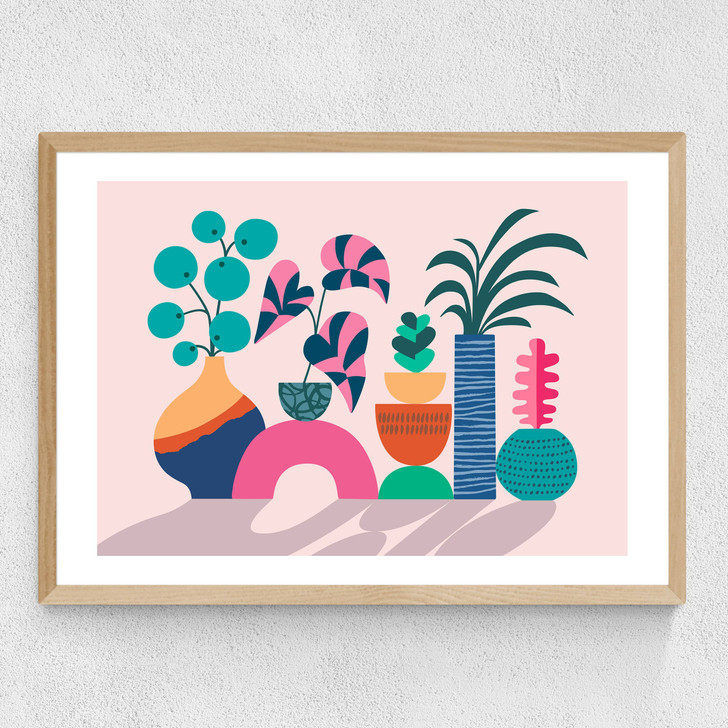 House Plants Medium Oak Frame