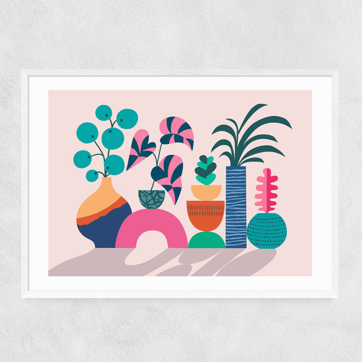 House Plants Narrow White Frame