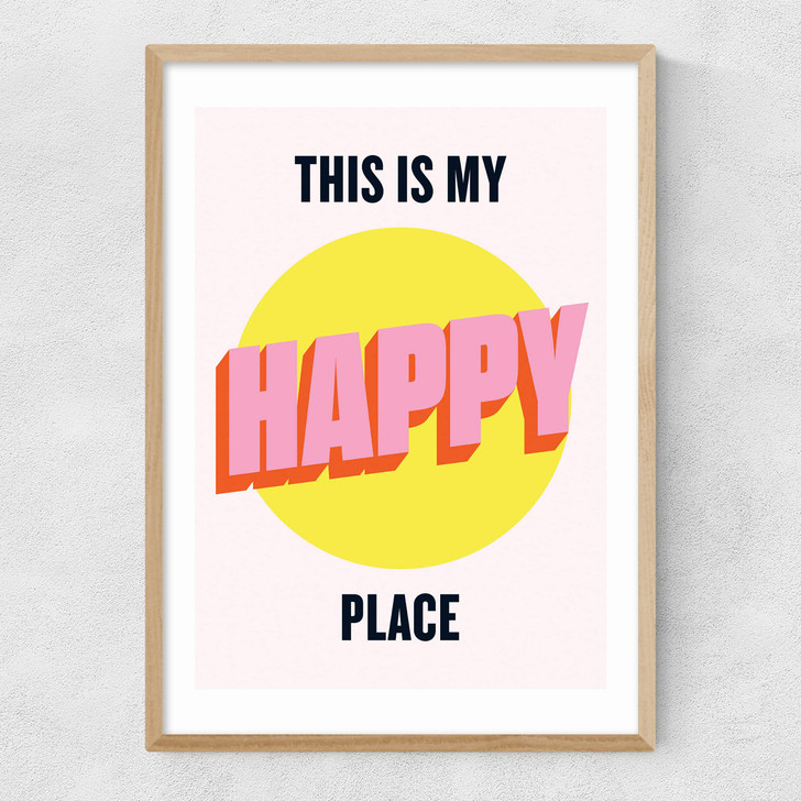 Happy Place by HollieGraphik Narrow Oak Frame Happy Place by HollieGraphik Narrow Oak Frame