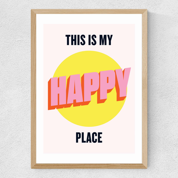 Happy Place by HollieGraphik Medium Oak Frame Happy Place by HollieGraphik Medium Oak Frame