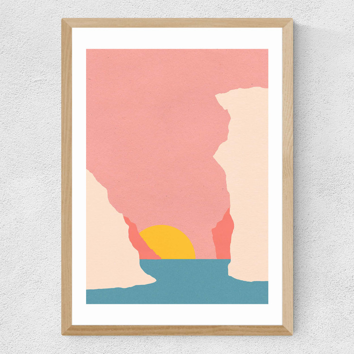 Sunset in Crete Medium Oak Frame Sunset in Crete Medium Oak Frame