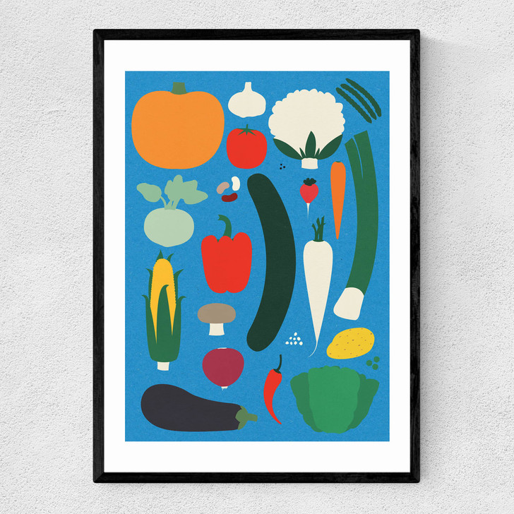 Thanksgiving Blue Narrow Black Frame