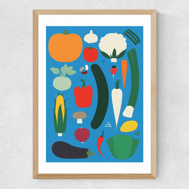 Thanksgiving Blue Medium Oak Frame