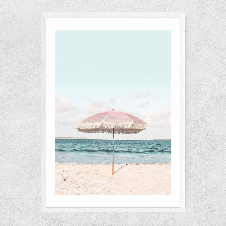 Pink Umbrella Narrow White Frame