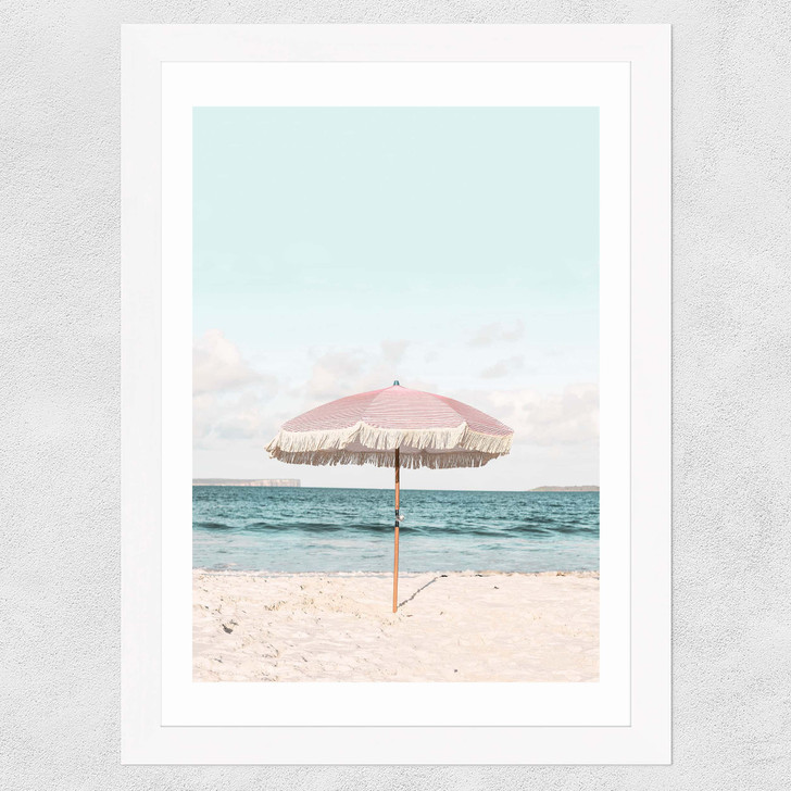 Pink Umbrella Wide White Frame