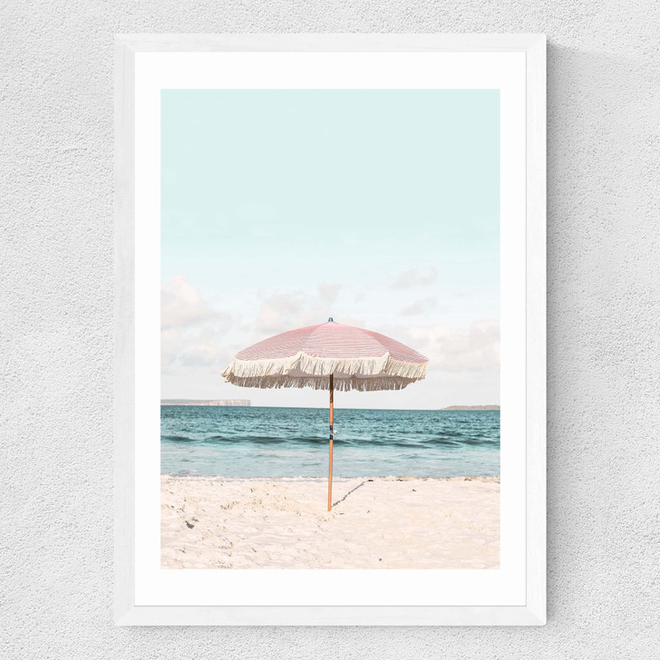 Pink Umbrella Medium White Frame