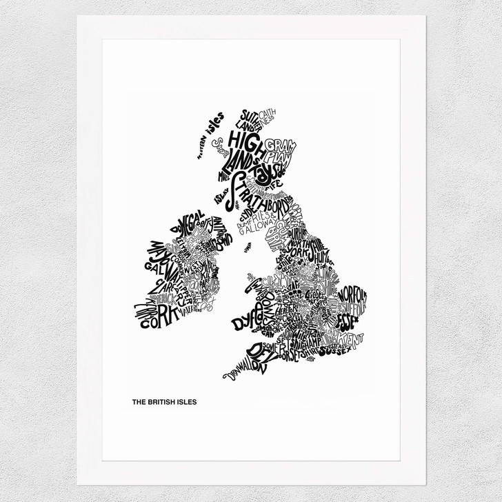 The British Isles by Phillip Sheffield Wide White Frame
