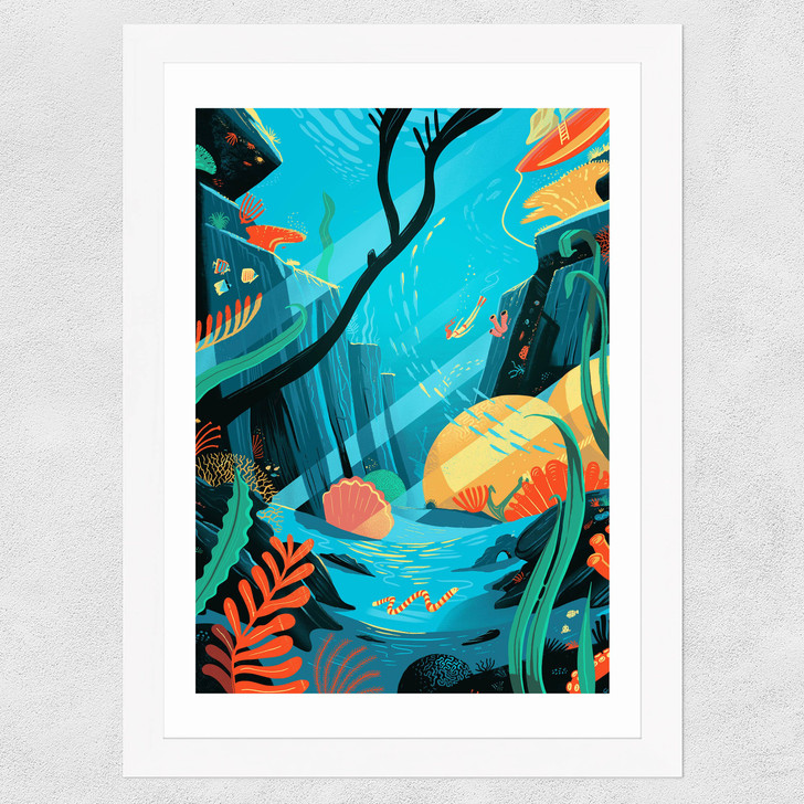 Freediving Underwater Wide White Frame