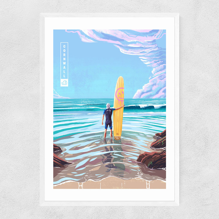 Surf Cornwall Narrow White Frame Surf Cornwall Narrow White Frame
