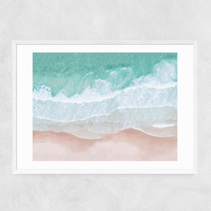 Aerial Ocean Narrow White Frame