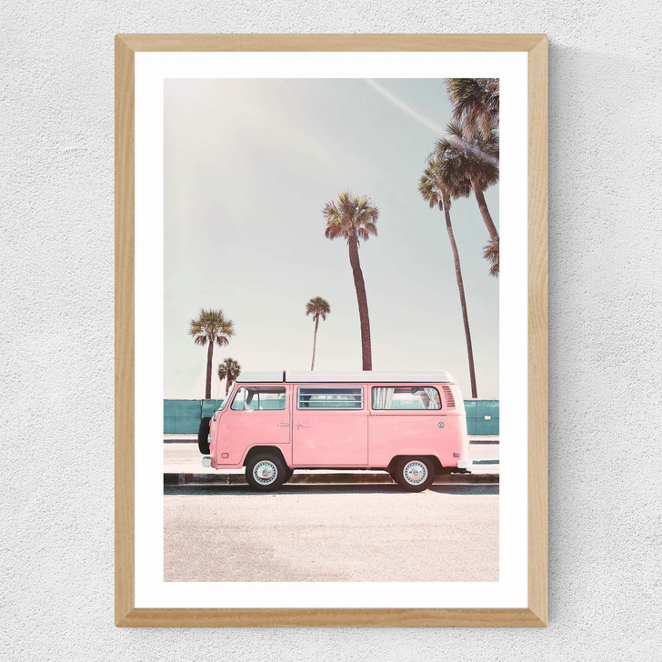 Pink Van Medium Oak Frame Pink Van Medium Oak Frame