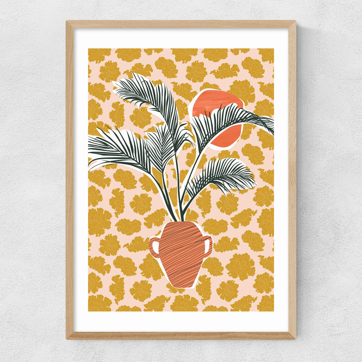 Potted Palm Tree Narrow Oak Frame Potted Palm Tree Narrow Oak Frame