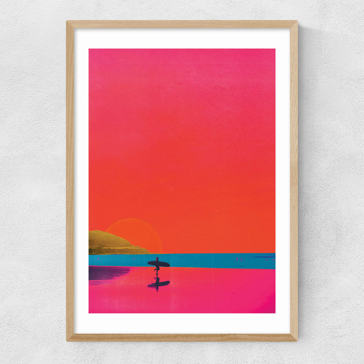 Surfs Up by Limbo and Ginger Narrow Oak Frame