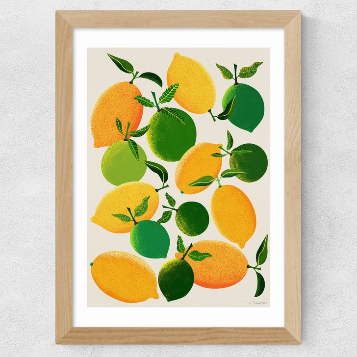 Lemons and Limes Wide Oak Frame