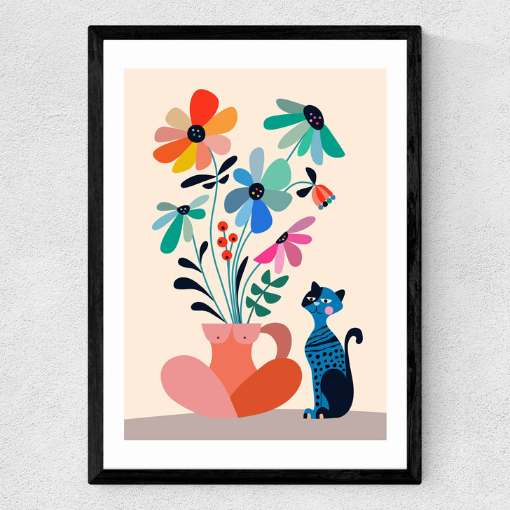 Cat and Daisy Medium Black Frame Cat and Daisy Medium Black Frame