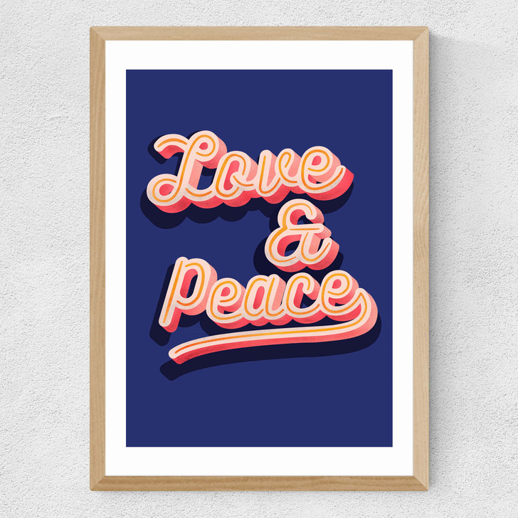 Love and Peace Medium Oak Frame