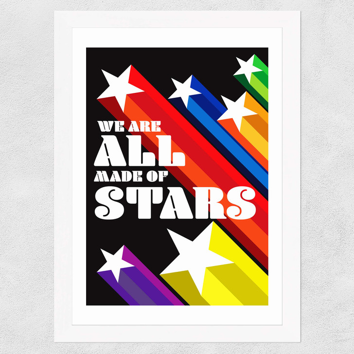We Are All Made Of Stars Wide White Frame