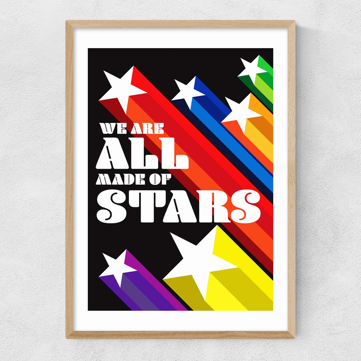 We Are All Made Of Stars Narrow Oak Frame