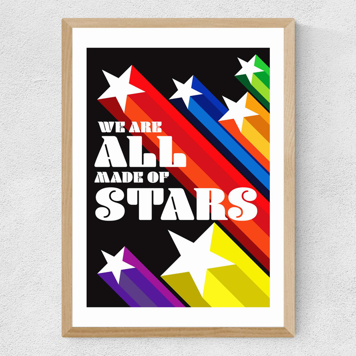 We Are All Made Of Stars Medium Oak Frame