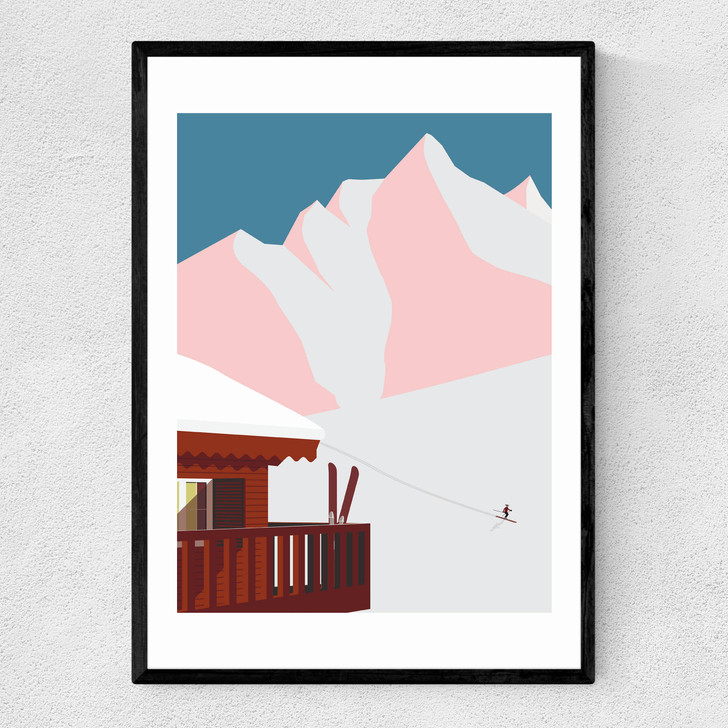 Chalet Print Narrow Black Frame