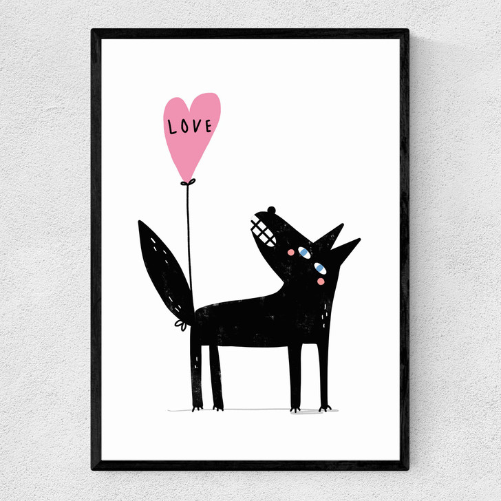 Wolf Balloon Love Narrow Black Frame