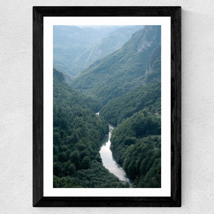 The River Through The Forest Wide Black Frame