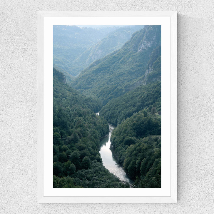 The River Through The Forest Medium White Frame
