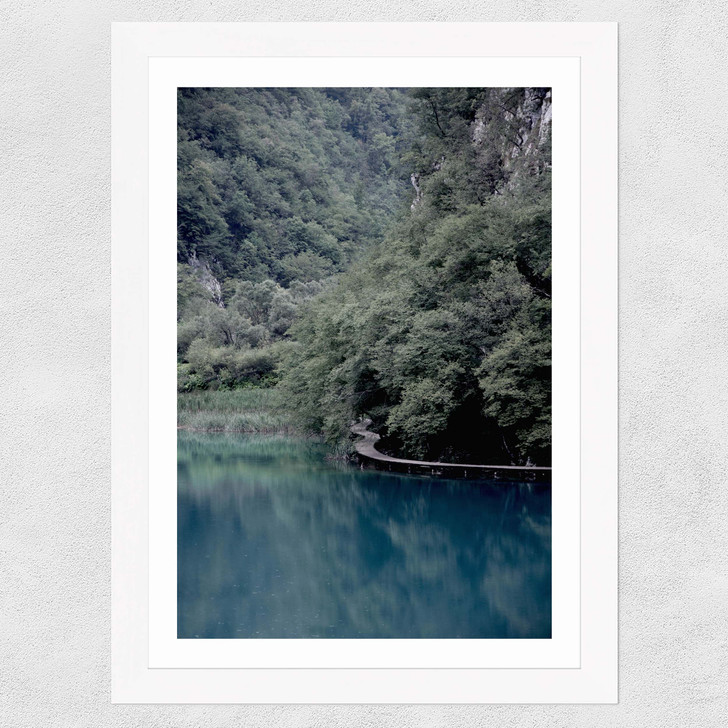The Path Under Trees Wide White Frame
