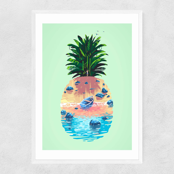 Pineapple Island Narrow White Frame Pineapple Island Narrow White Frame